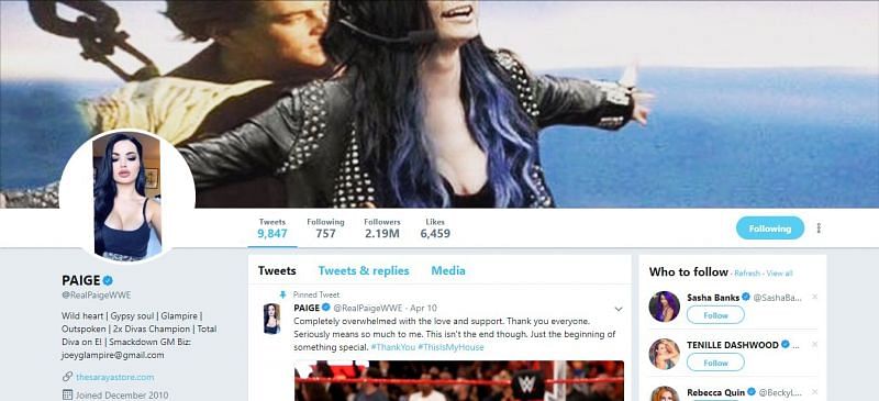 Paige has quite the following on Social Media